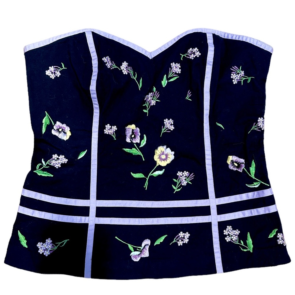 Early 2000’s Black Corset Top with Flowers